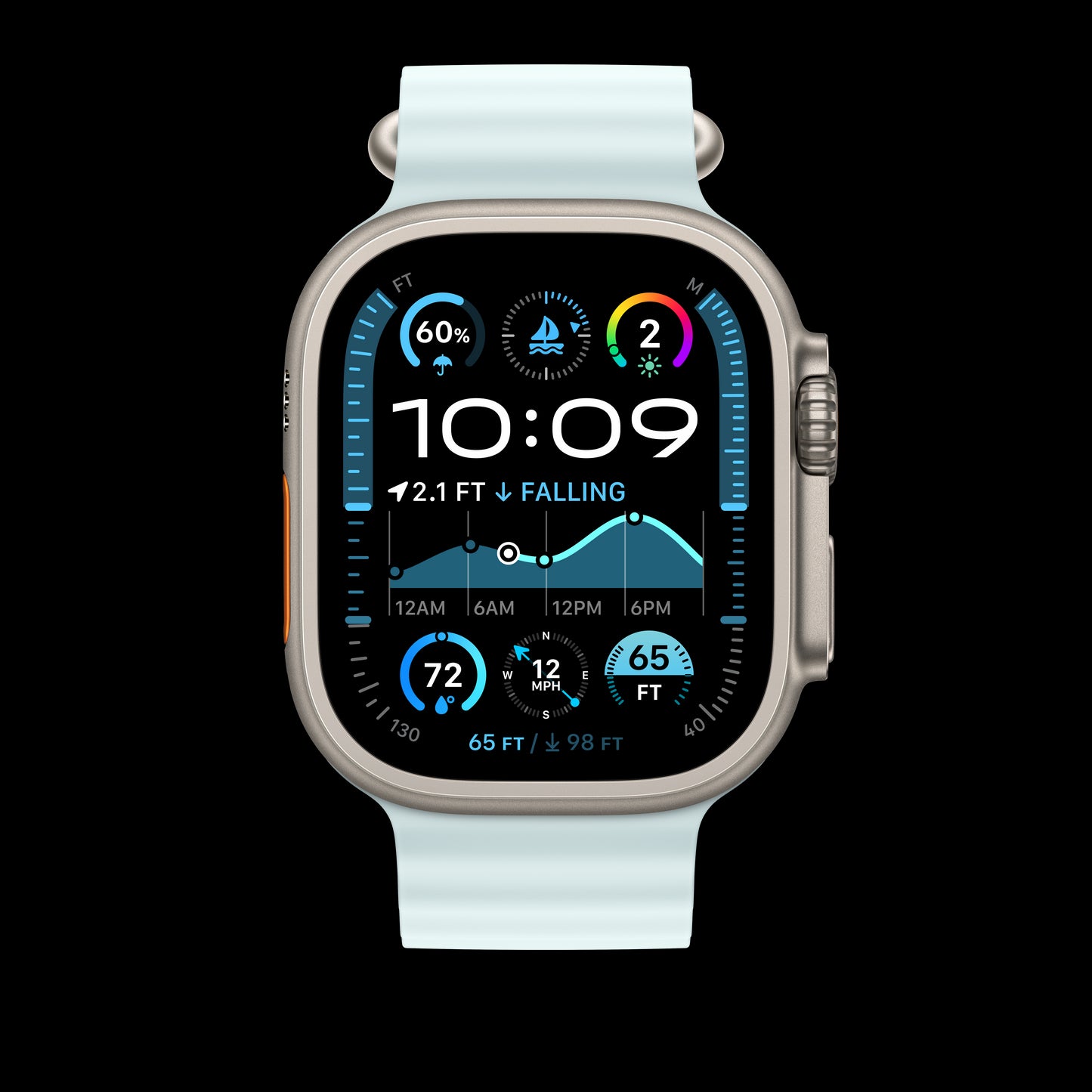 Apple 49mm Ice Blue Ocean Band - Natural Titanium Finish - MXTF3AM/A (2024)