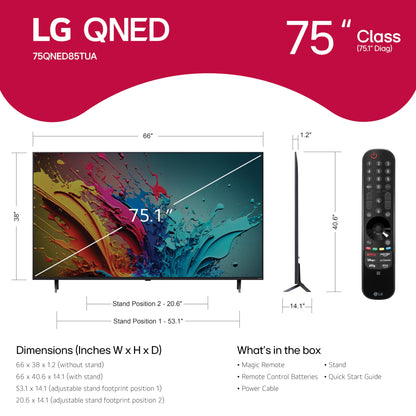 LG 75-in QNED85T Series QNED Mini LED TV 4K - 75QNED85TUA (2024)