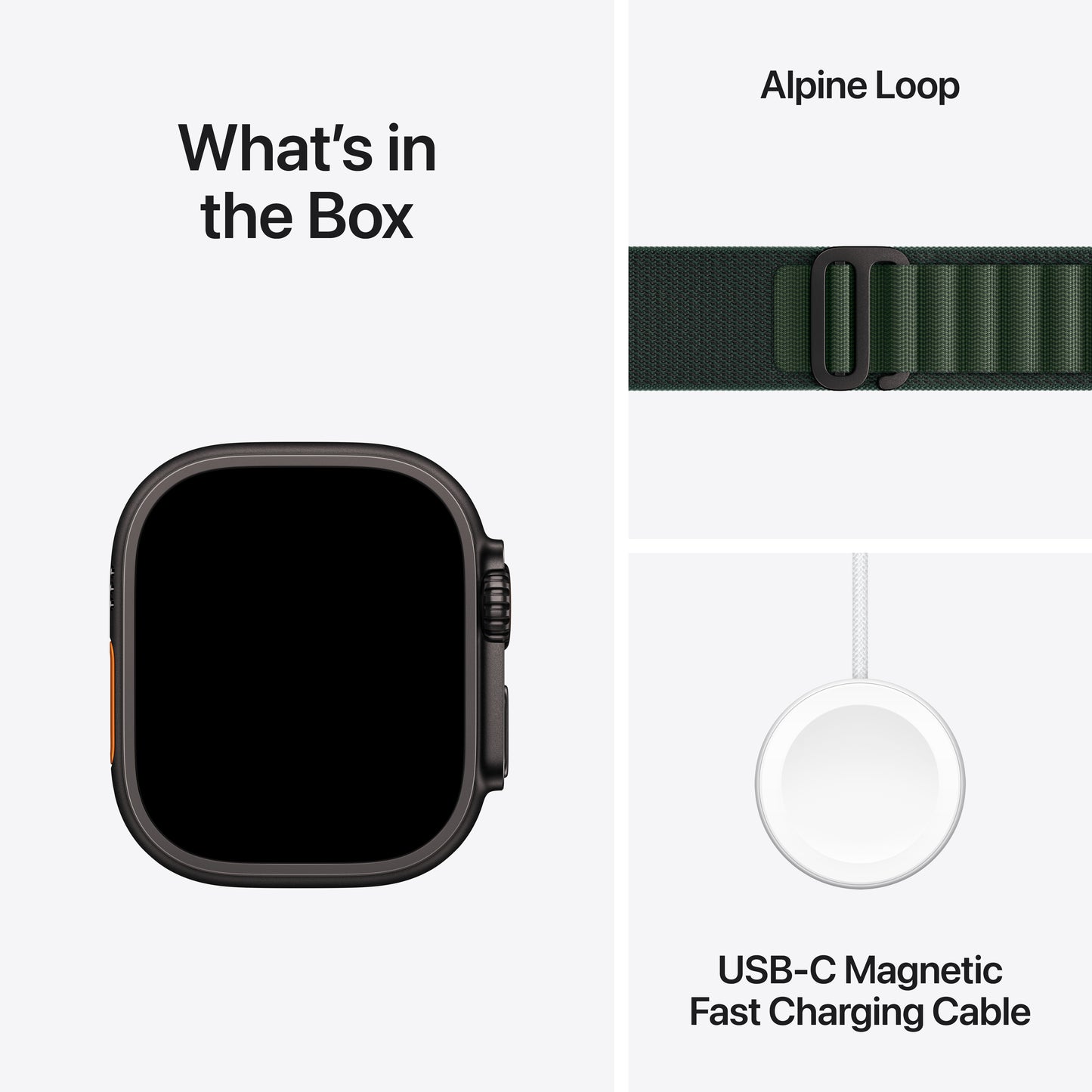 (Open Box) Apple Watch Ultra 2 GPS + Cellular 49mm Black Titanium Case with Dark Green Alpine Loop - Small - MX4Q3LW/A (2024)