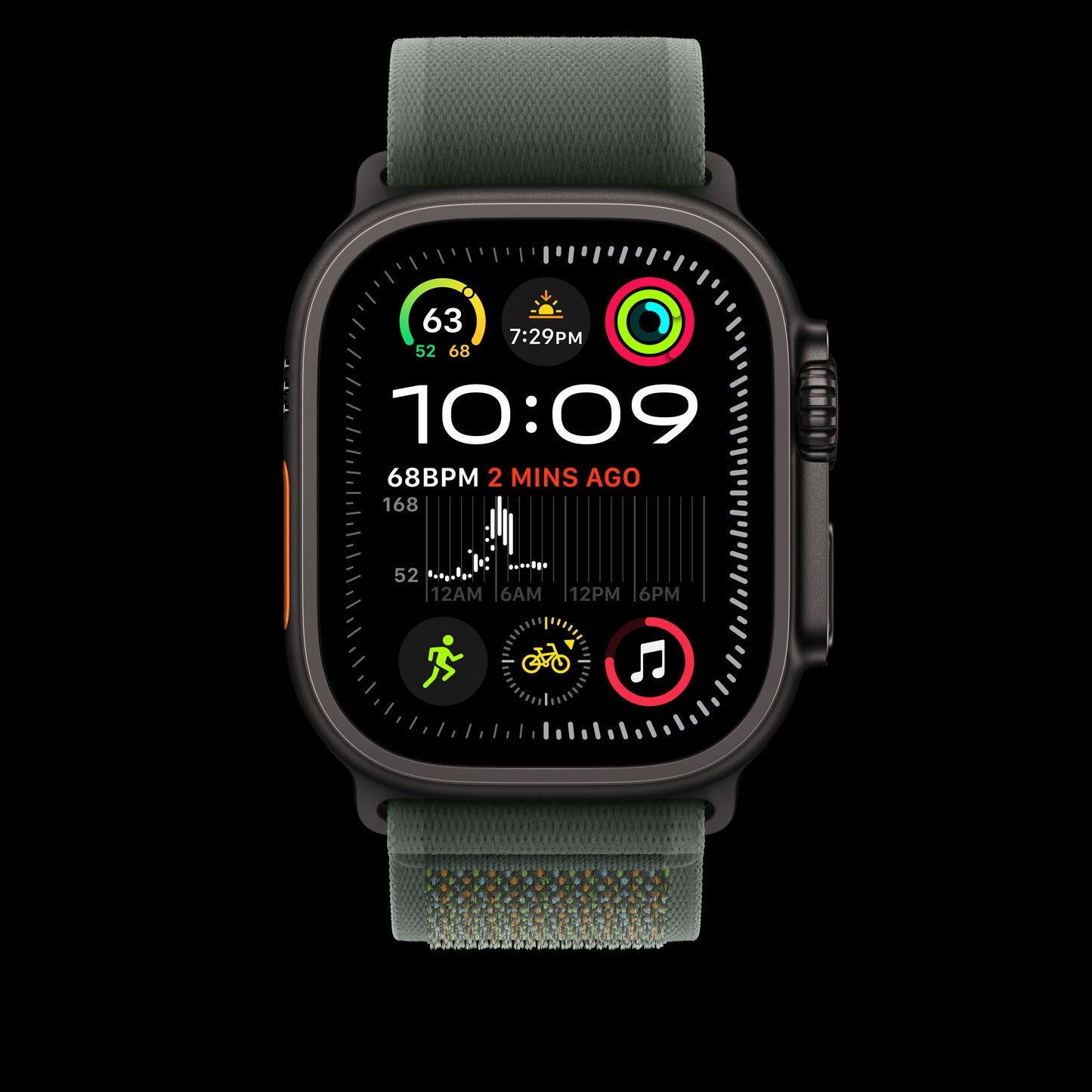 Apple 49mm Green Trail Loop - M/L - Black Titanium Finish - MYQ43AM/A (2024)