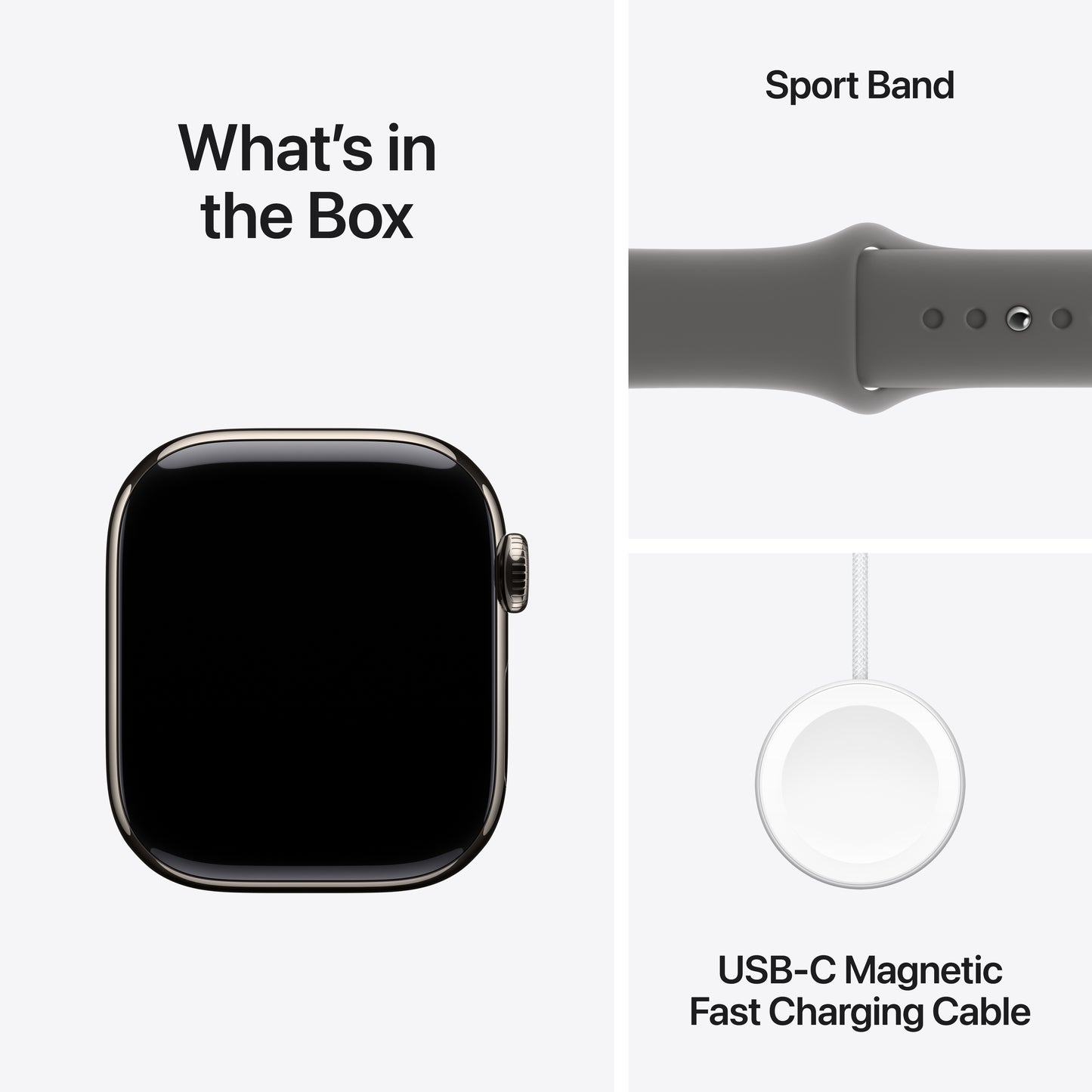 (Open Box) Apple Watch Series 10 GPS + Cellular 42mm Natural Titanium Case with Stone Grey Sport Band - M/L - MWXE3LW/A (2024)