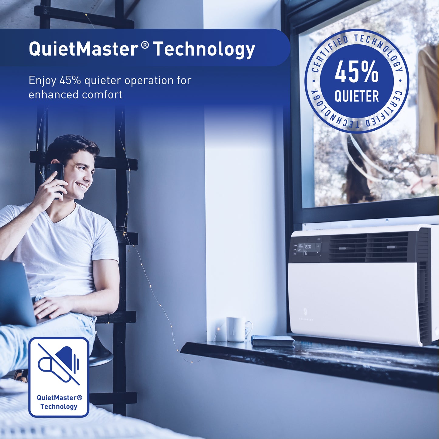 Friedrich Kuhl, Slide-out, Smart Window Air Conditoner AC, Small, Inverter, Cool Only, 12k BTU, 115V, CA Compliant