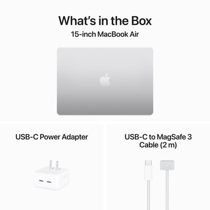 Apple MacBook Air 15-in M3 8C CPU - 10C GPU, 8GB 512GB, Silver - MRYQ3LL/A (Spring 2024) + AppleCare