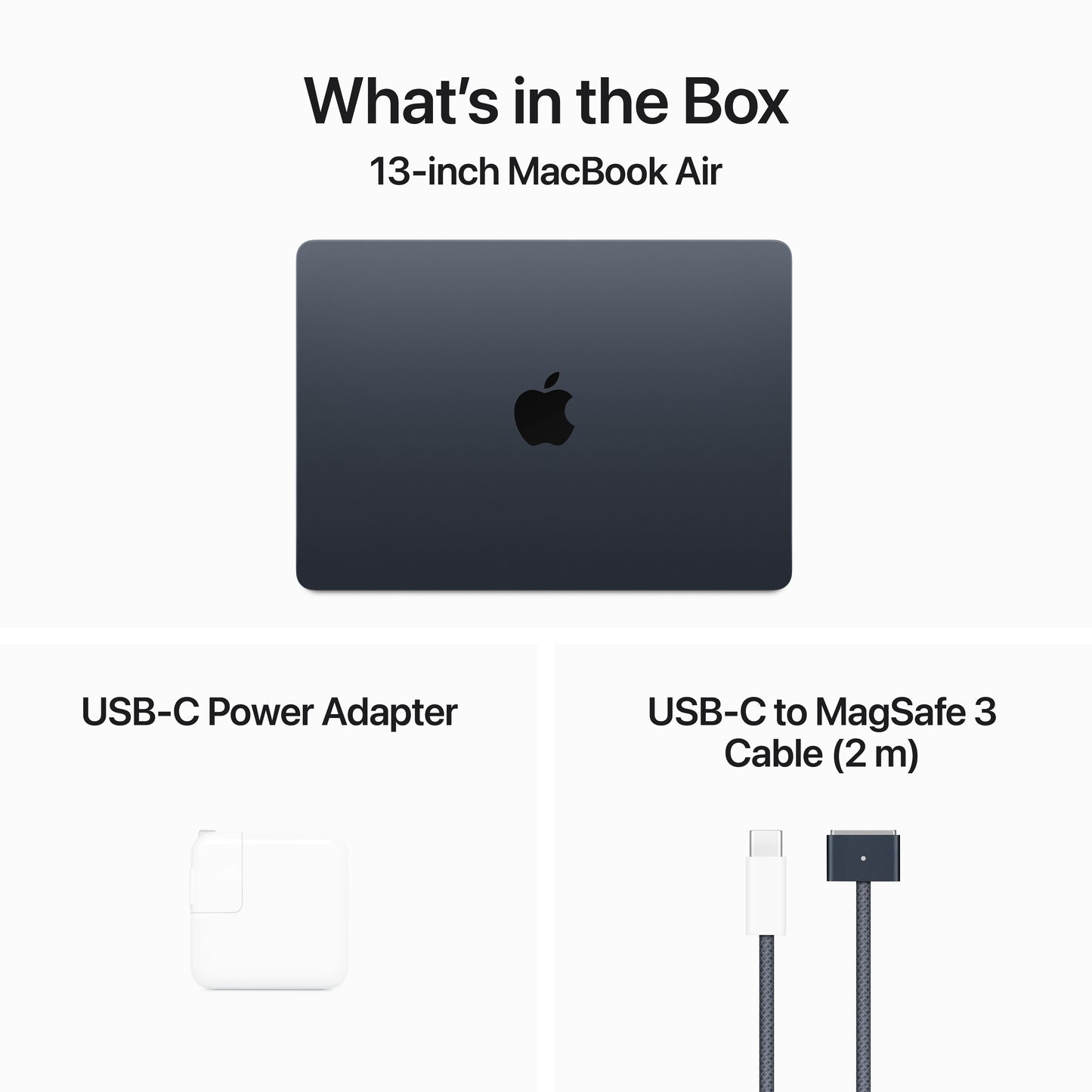 Apple MacBook Air 13-in M3 8C CPU - 8C GPU, 8GB 256GB, Midnight - MRXV3LL/A (Spring 2024) + AppleCare