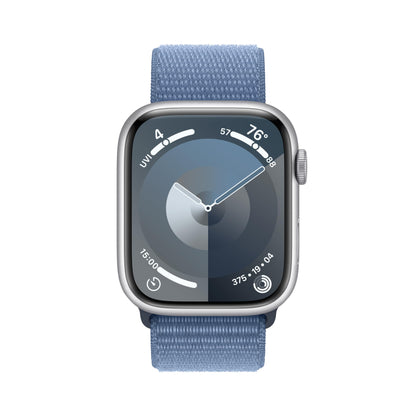 Apple Watch Series 9 GPS 45mm Silver Aluminum Case with Winter Blue Sport Loop (2024)