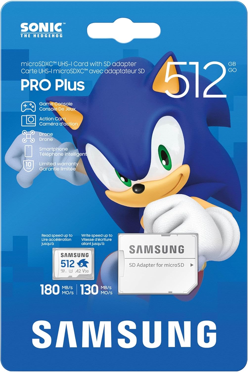 Samsung PRO Plus 512GB Sonic The Hedgehog + Adapter, microSDXC - MB-MD512SA/LC1