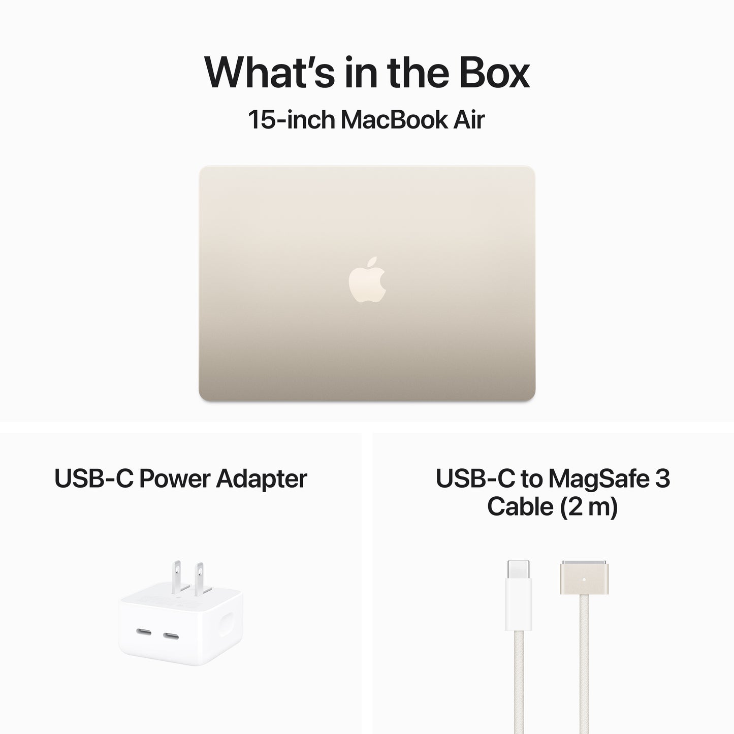 Apple MacBook Air 15-in M3 8C CPU - 10C GPU, 8GB 256GB, Starlight - MRYR3LL/A (Spring 2024) + AppleCare