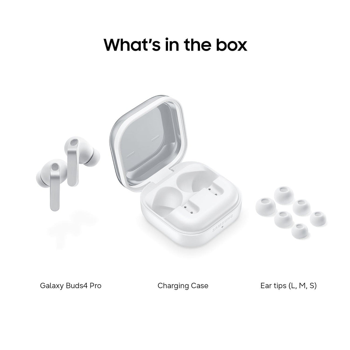 (Open Box) Samsung Galaxy Buds4 Pro Bluetooth Wireless Earbud Headphones - White - (US Version SM-R640NZWAXAR)