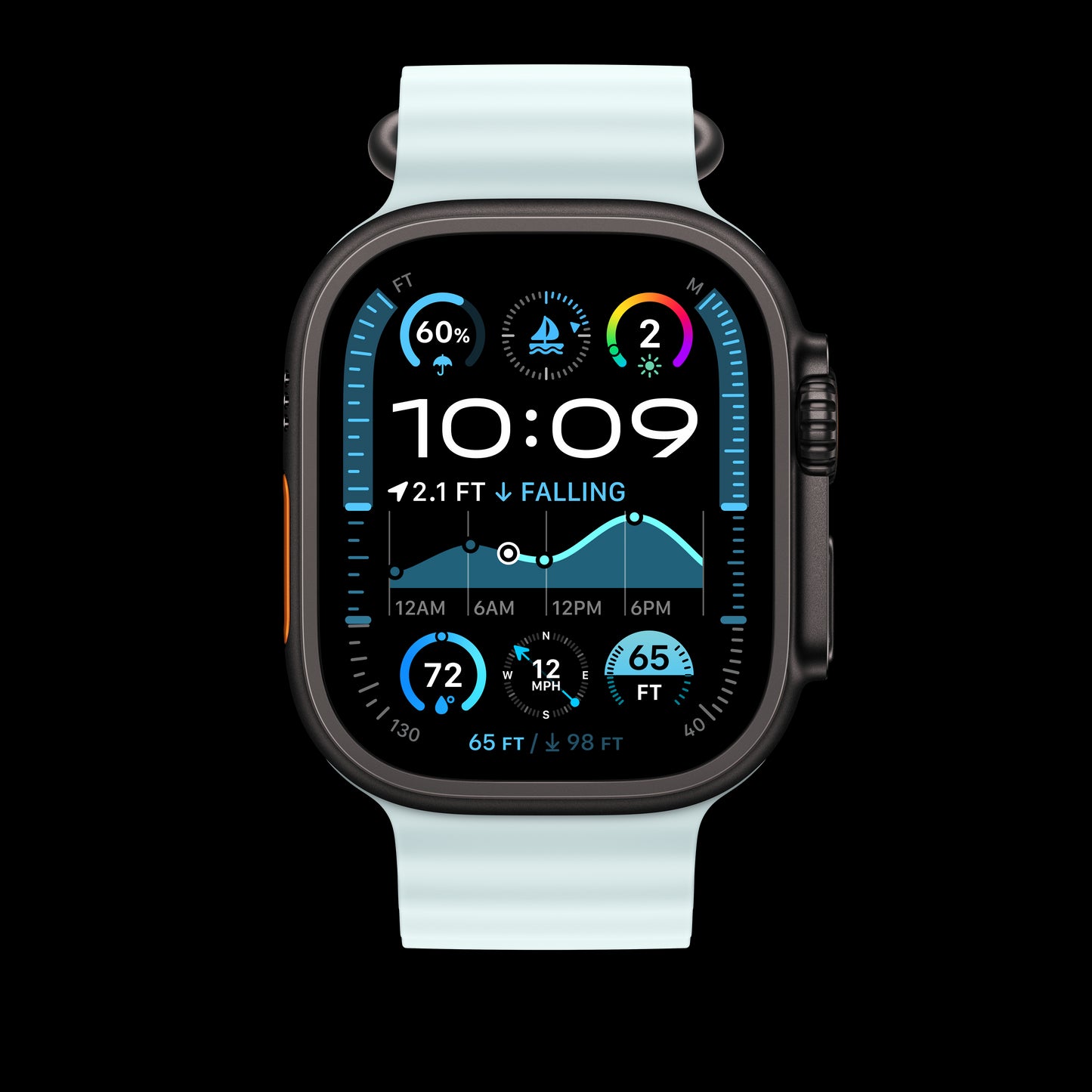 Apple 49mm Ice Blue Ocean Band Extension - Black Titanium Finish - MYP93AM/A (2024)