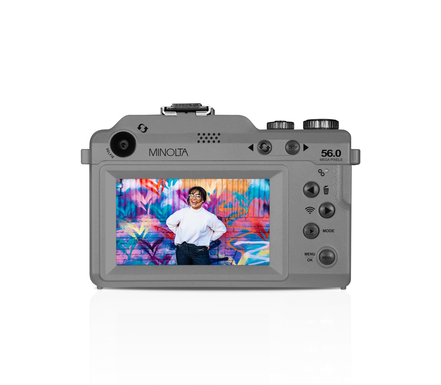 Minolta MND65 56 MP Autofocus / 4K60FPS Ultra HD Digital Camera w/WiFi (Gray Body, Black Faceplate)