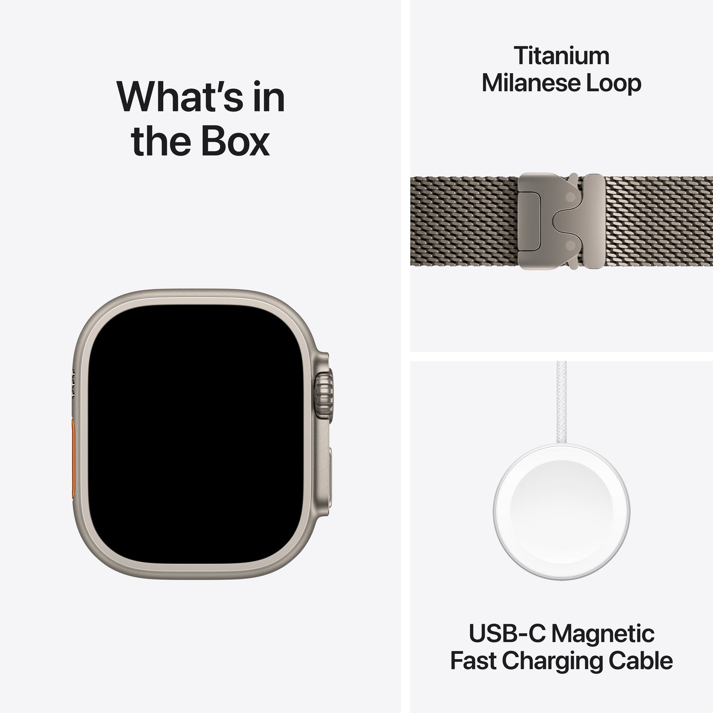 (Open Box) Apple Watch Ultra 2 GPS + Cellular 49mm Natural Titanium Case with Natural Titanium Milanese Loop - Large - MX5T3LW/A (2024)