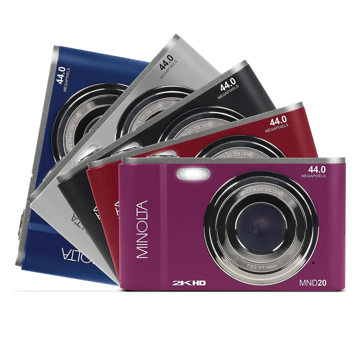 Minolta MND20 44 MP / 2.7K Quad HD Digital Camera (Magenta)