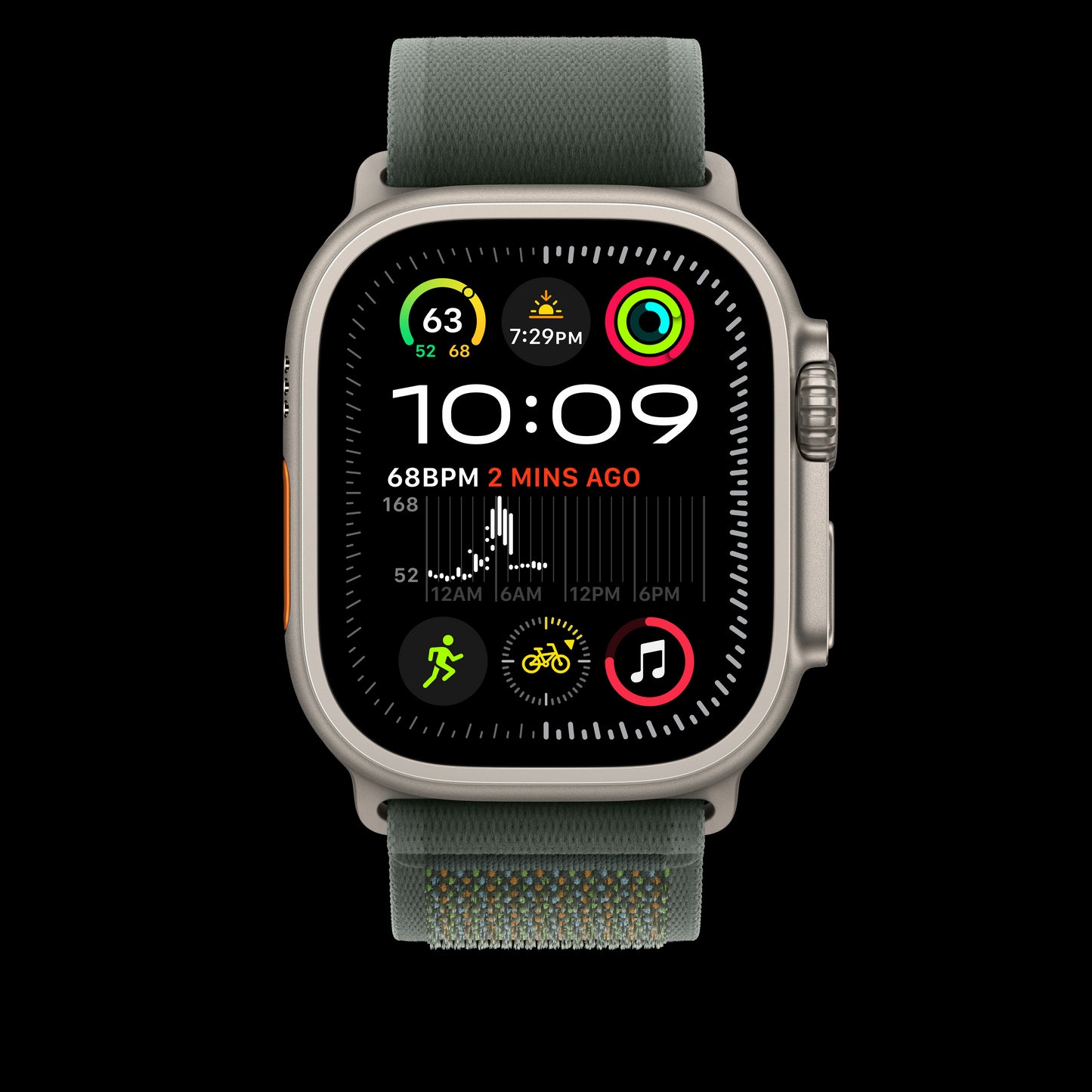 Apple 49mm Green Trail Loop – S/M - Natural Titanium Finish - MXTN3AM/A (2024)