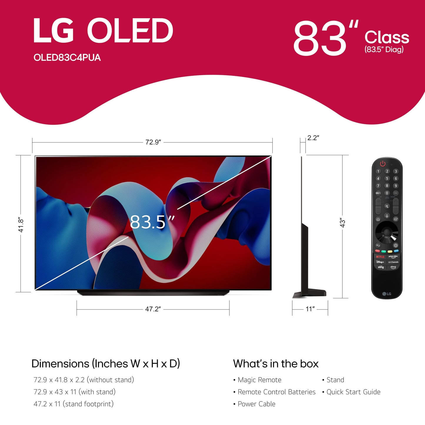 LG 83-in evo C4 Series OLED TV 4K - OLED83C4PUA (2024)
