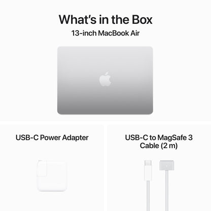 Apple MacBook Air 13-in M3 8C CPU - 10C GPU, 8GB 512GB, Silver - MRXR3LL/A (Spring 2024) + AppleCare