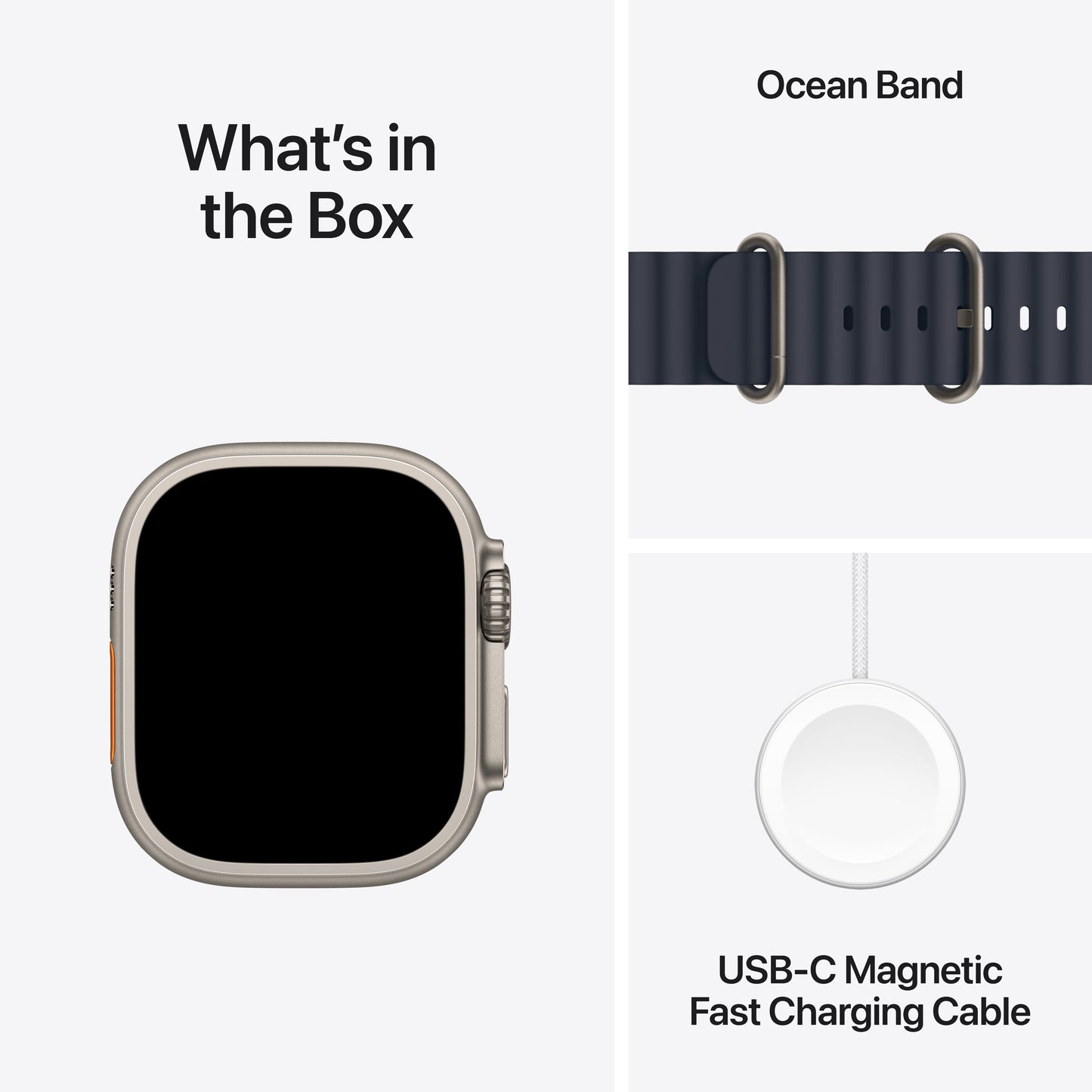 (Open Box) Apple Watch Ultra 2 GPS + Cellular 49mm Natural Titanium Case with Navy Ocean Band - MX4D3LW/A (2024)
