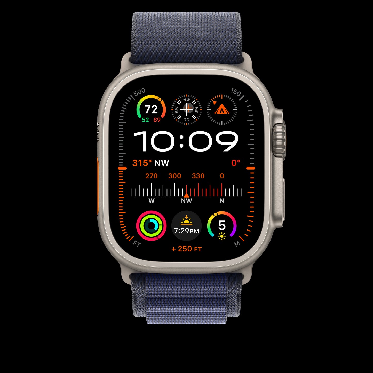 Apple 49mm Navy Alpine Loop - Medium - Natural Titanium Finish - MXMY3AM/A (2024)