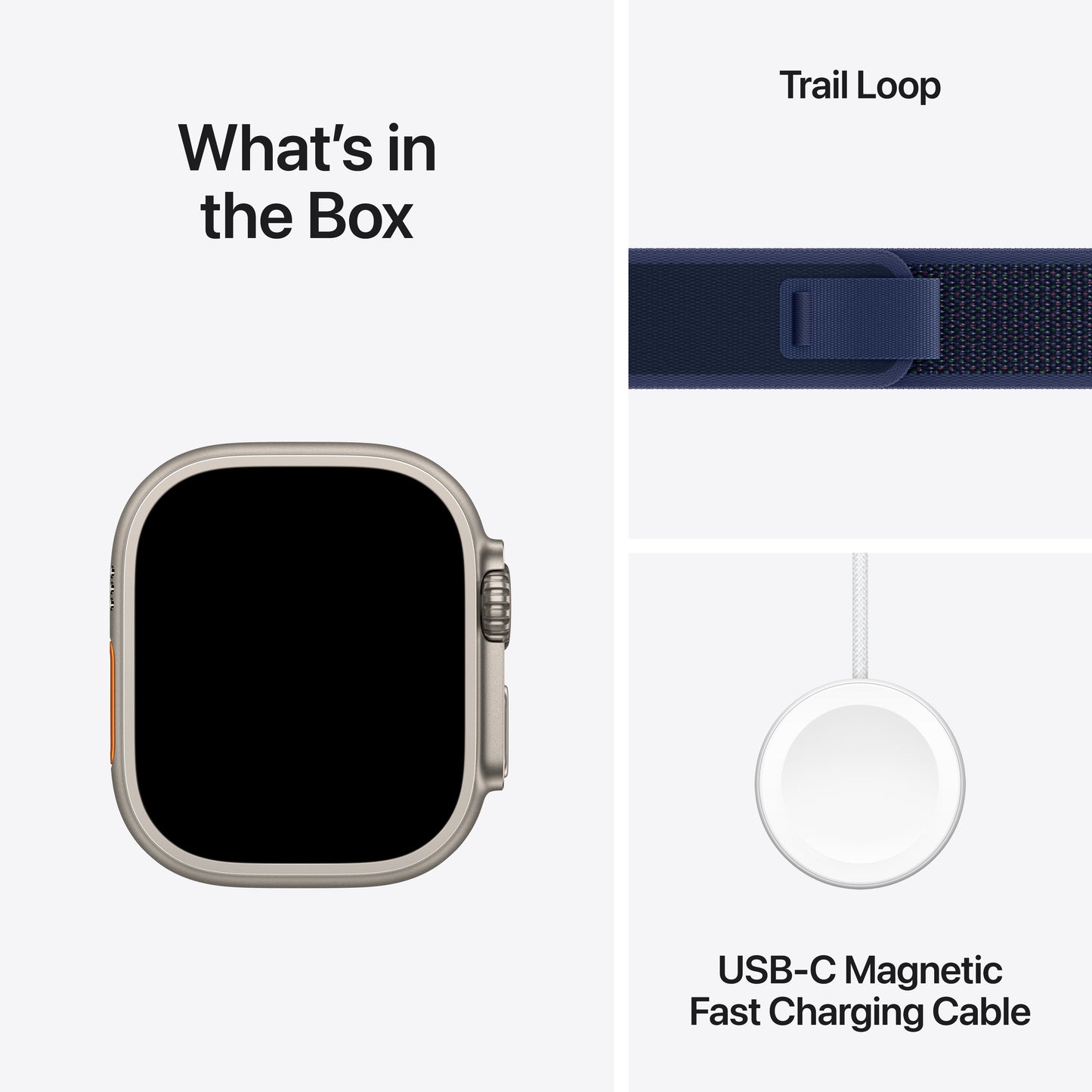 (Open Box) Apple Watch Ultra 2 GPS + Cellular 49mm Natural Titanium Case with Blue Trail Loop - M/L - MX4L3LW/A (2024)