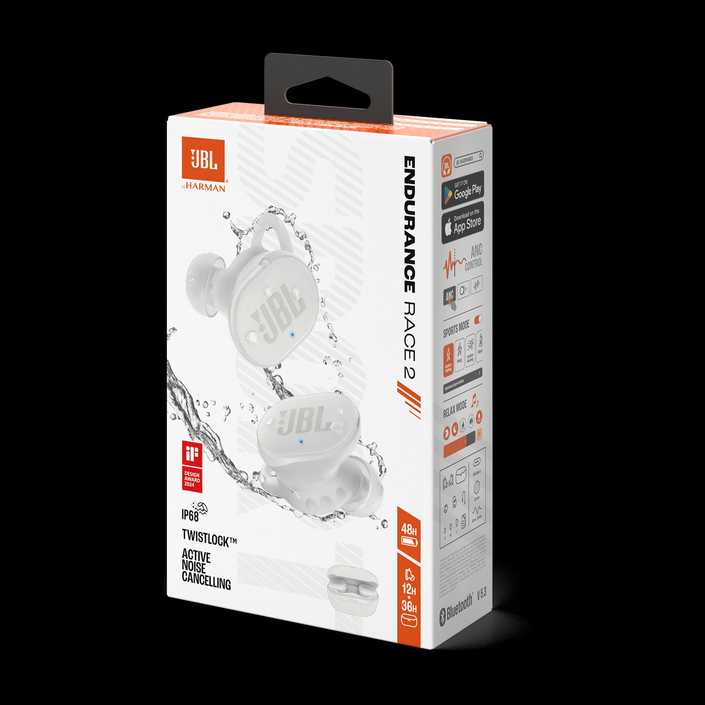 JBL Endurance Race 2 Noise Cancelling True Wirelss Sport Headphones - White