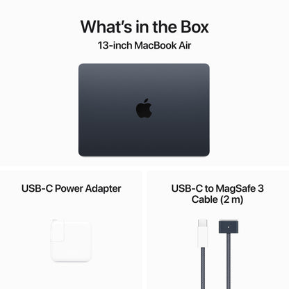 Apple MacBook Air 13-in M3 8C CPU - 10C GPU, 8GB 512GB, Midnight - MRXW3LL/A (Spring 2024) + AppleCare