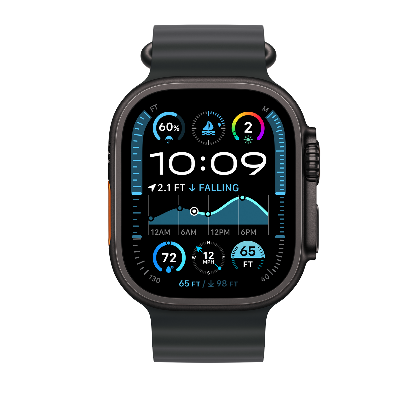 (Open Box) Apple 49mm Black Ocean Band - Black Titanium Finish - MYPD3AM/A (2024)