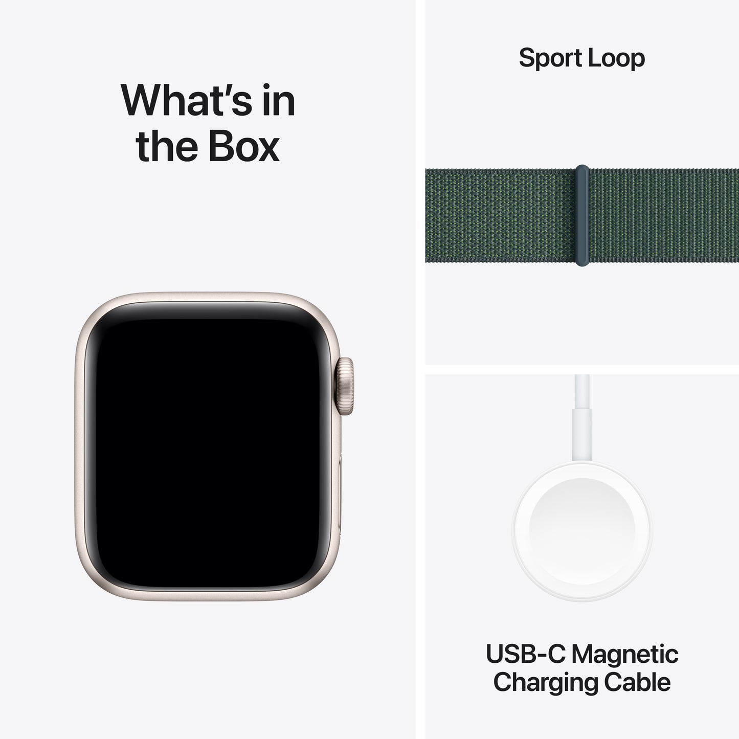 (Open Box) Apple Watch SE GPS 40mm Starlight Aluminum Case with Lake Green Sport Loop - MXEH3LL/A (2024)