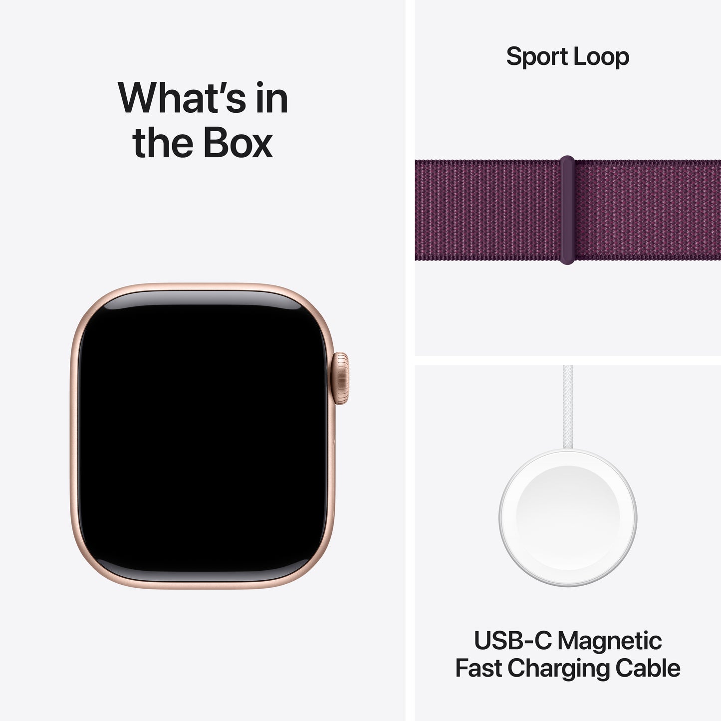 Apple Watch Series 10 GPS 42mm Rose Gold Aluminum Case with Plum Sport Loop - MWWK3LW/A (2024)