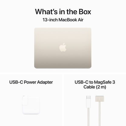 Apple MacBook Air 13-in M3 8C CPU - 10C GPU, 8GB 512GB, Starlight - MRXU3LL/A (Spring 2024) + AppleCare
