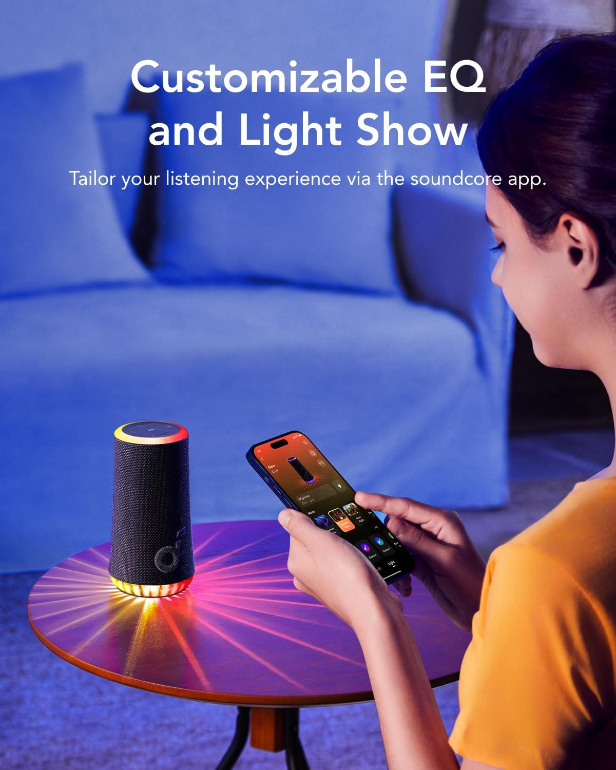 Soundcore by Anker Glow | Portable Bluetooth Speaker with Syncronized Radiant Light Show - Black