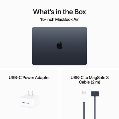Apple MacBook Air 15-in M3 8C CPU - 10C GPU, 8GB 256GB, Midnight - MRYU3LL/A (Spring 2024) + AppleCare
