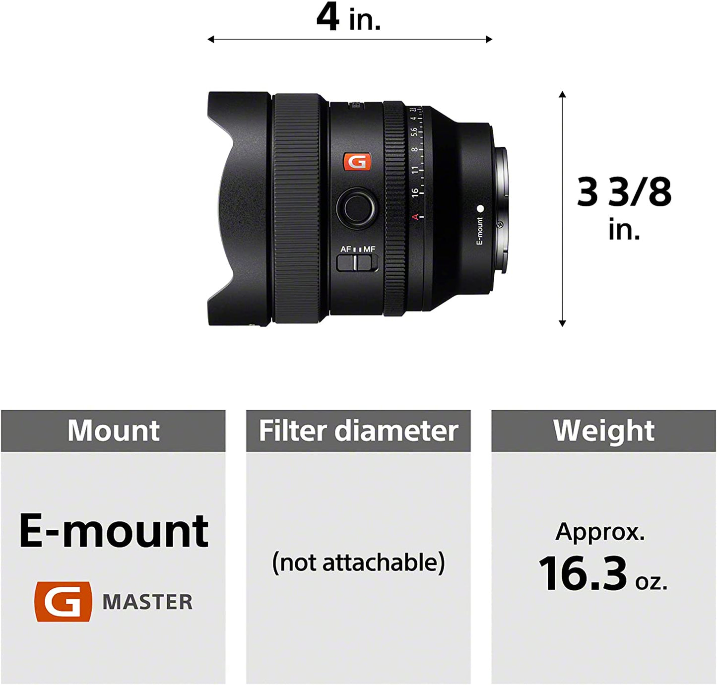 Sony FE 14mm F1.8 GM Full-Frame Large-Aperture Wide Angle Prime G Master Lens