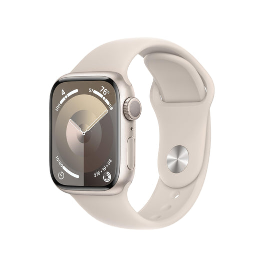 Apple Watch Series 9 GPS 41mm Starlight Aluminum Case with Starlight Sport Band - S/M (2024)
