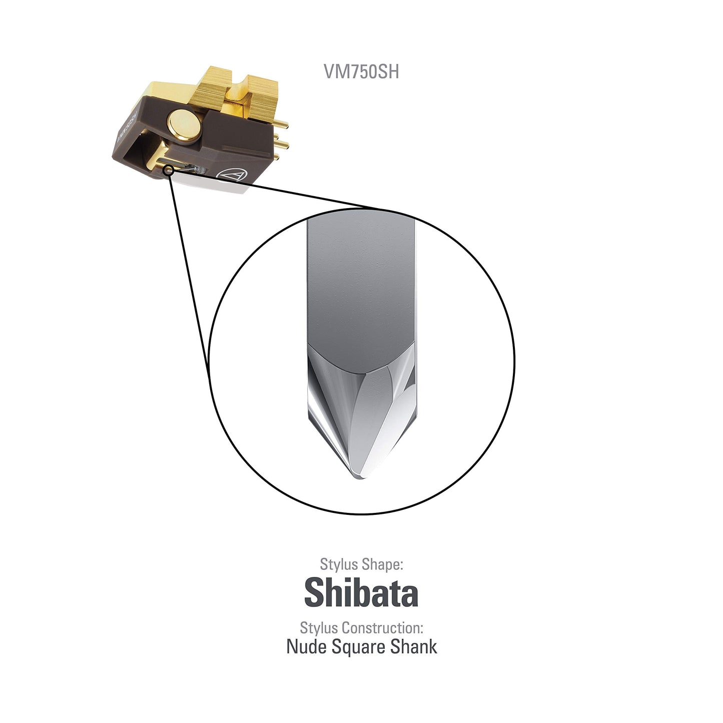 Audio-Technica VM750SH Dual Moving Magnet Shibata Stylus Stereo Turntable Cartridge Black
