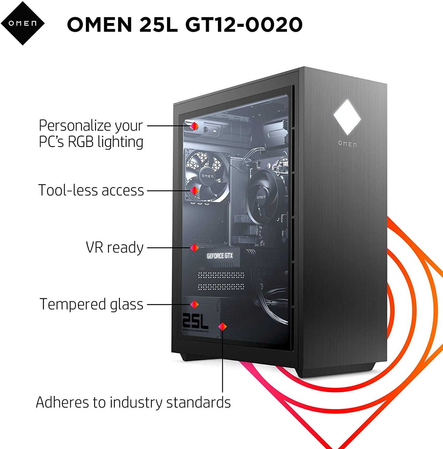 HP Omen 25L GT12-0020 Gaming Desktop i5-10400F 8GB 512GB SSD GTX 1660