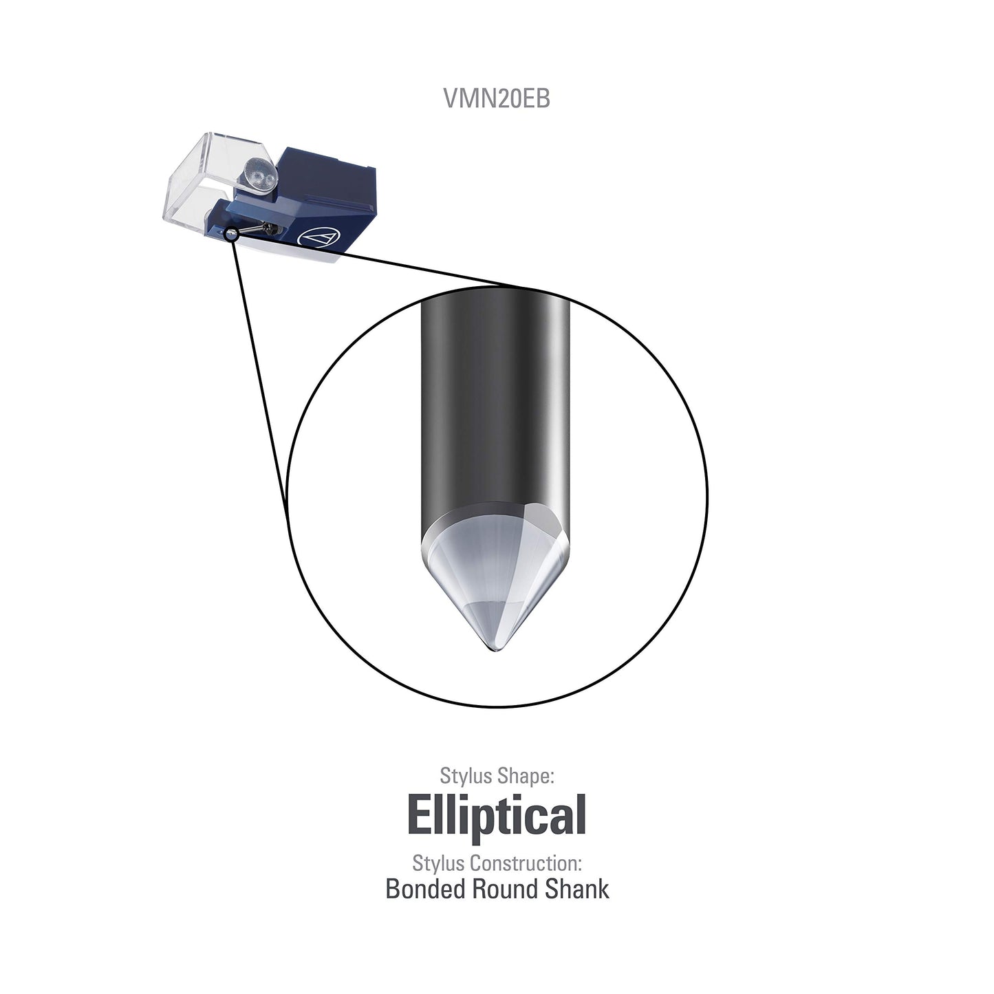 Audio-Technica VMN20EB Elliptical Replacement Turntable Stylus for VM520EB Cartridge Purple