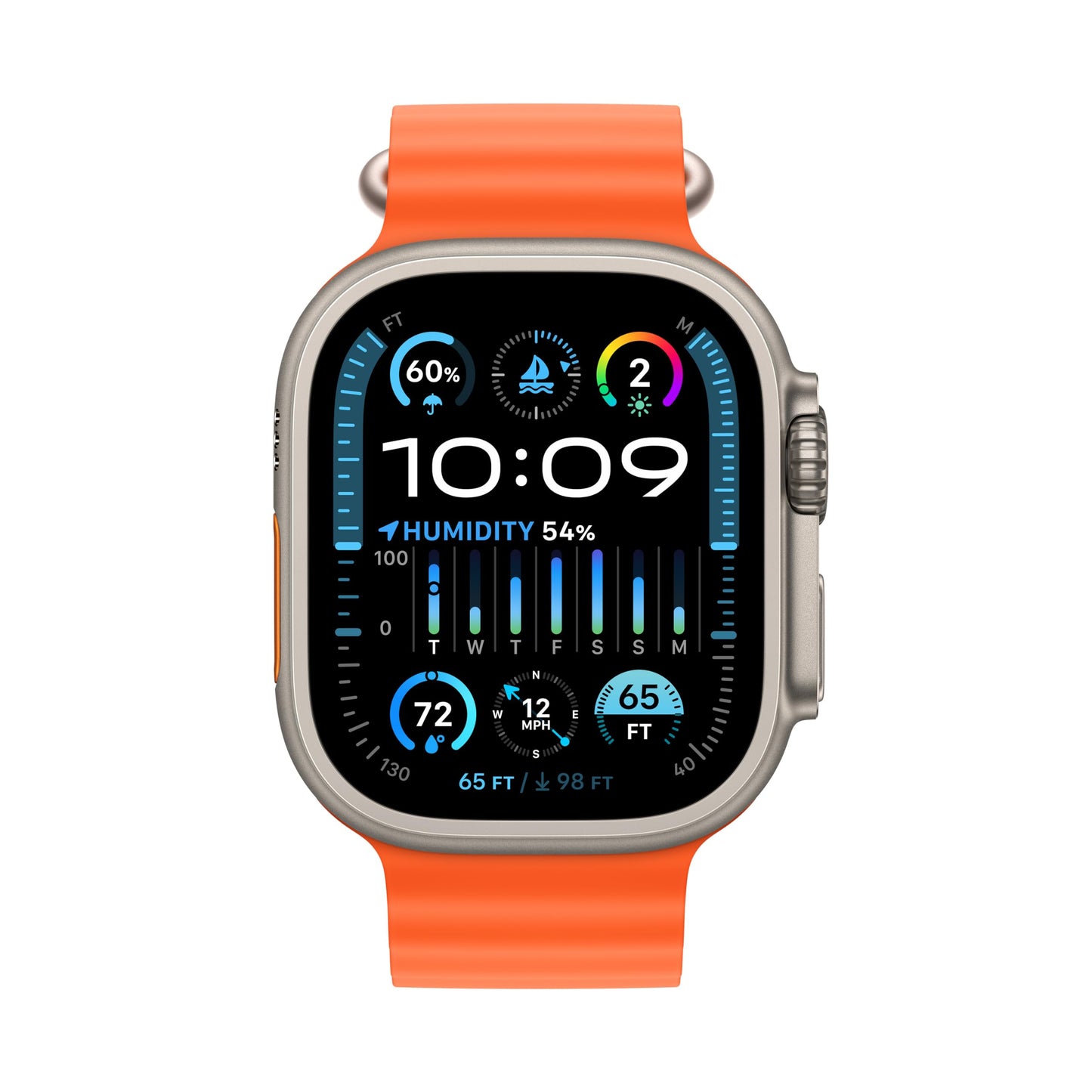 Apple Watch Ultra 2 GPS + Cellular, 49mm Titanium Case with Orange Ocean Band - MREH3LW/A (2024)