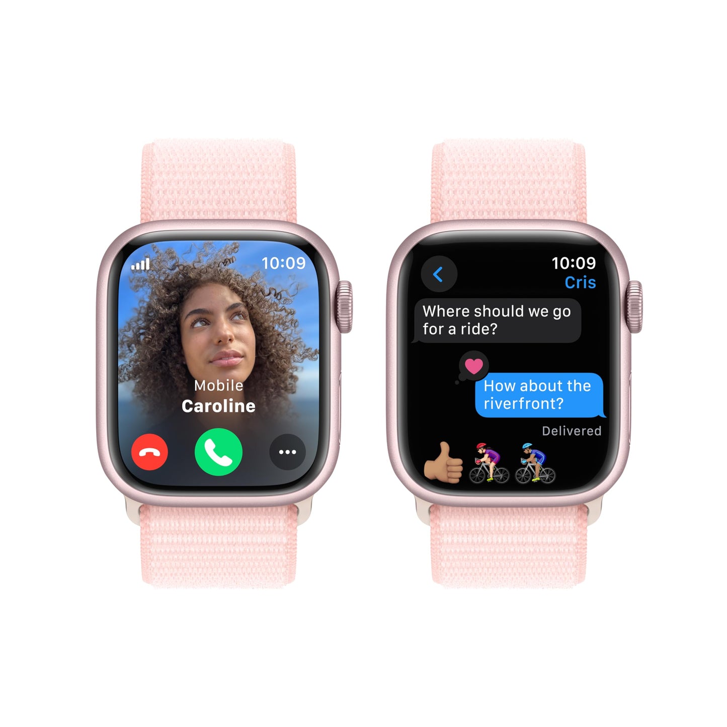 Apple Watch Series 9 GPS + Cellular 41mm Pink Aluminum Case with Light Pink Sport Loop (2023)