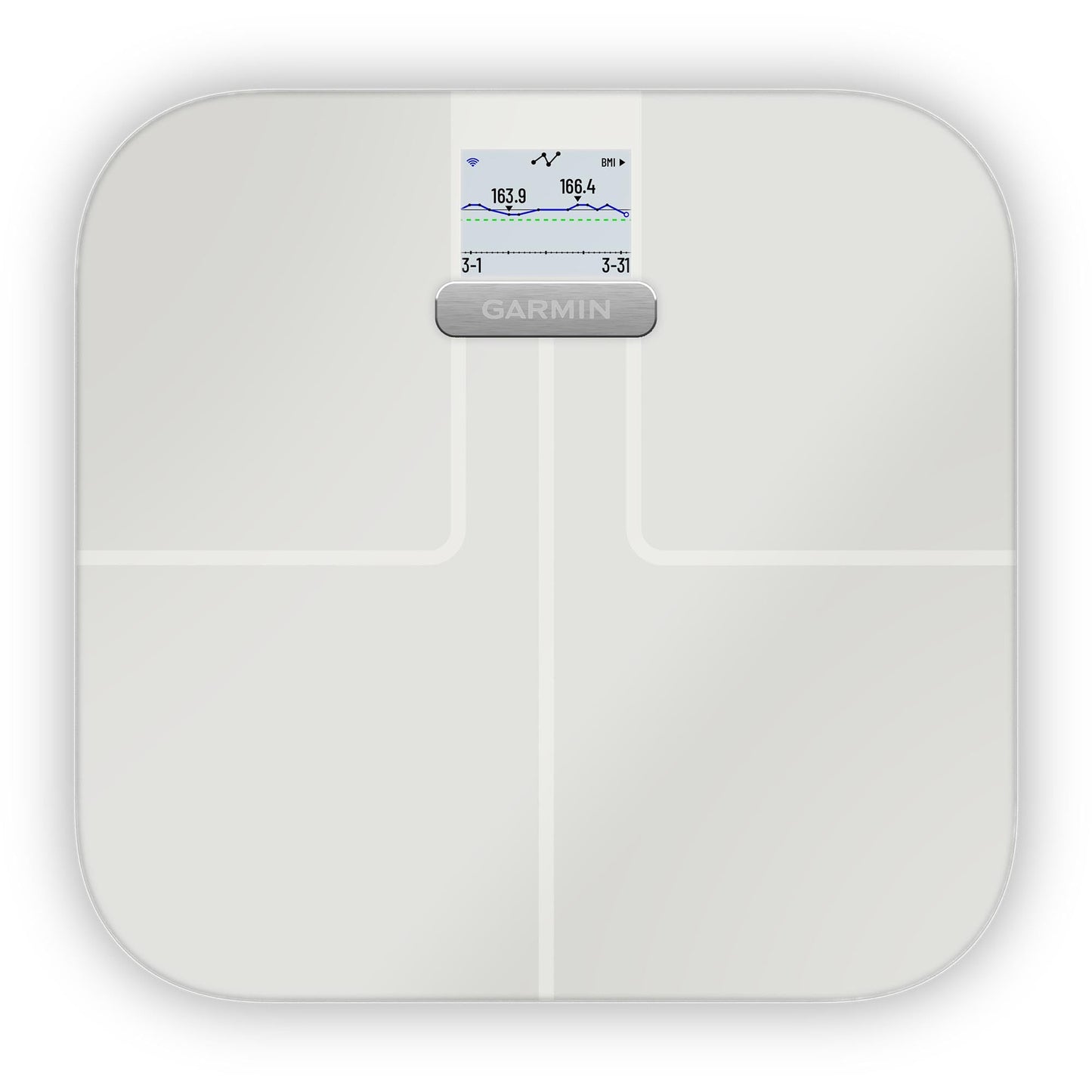 Garmin Index S2, Smart Scale with Wireless Connectivity, Measure Body Fat, Muscle, Bone Mass, Body Water% and More, White