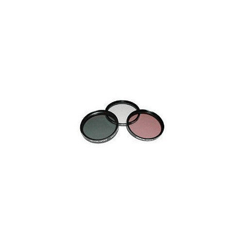 Sakar 55mm 3-Piece Polarizer/UV/F-DL Filter Kit,Metal Rim with Leather Case,15 Year Warranty