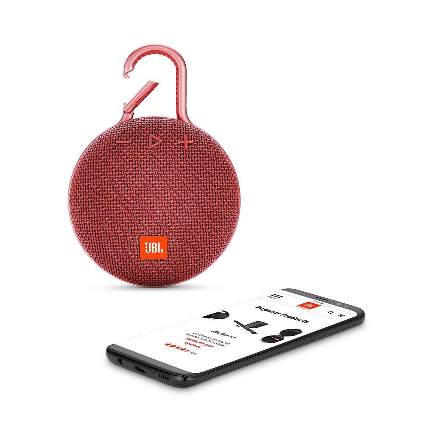 JBL Clip 3 Portable Waterproof Wireless Bluetooth Speaker, Red