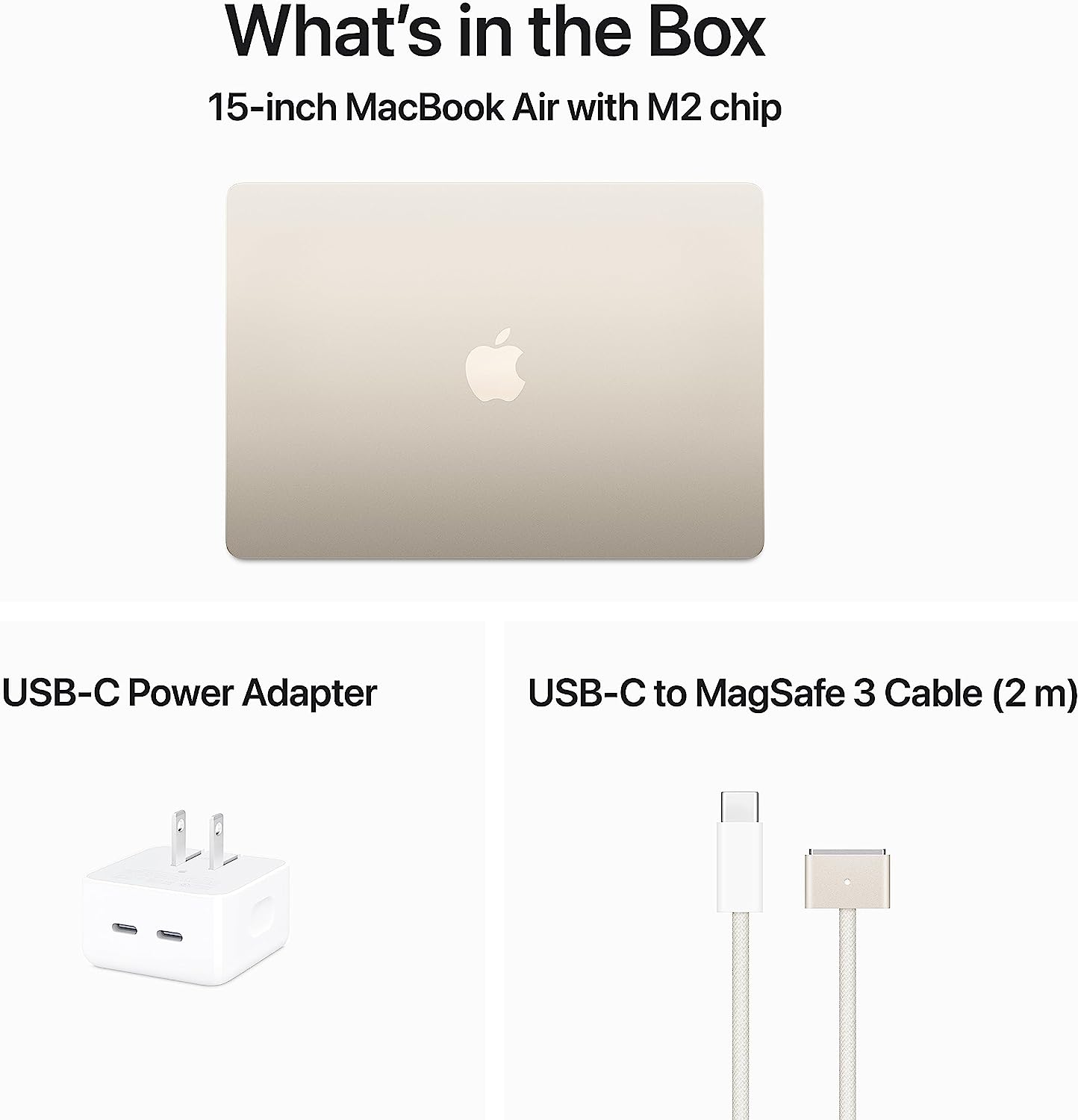 (Open Box) Apple MacBook Air 15-in with M2 8-core CPU 10-core GPU, 256GB MQKU3LL/A - Starlight (Summer 23)