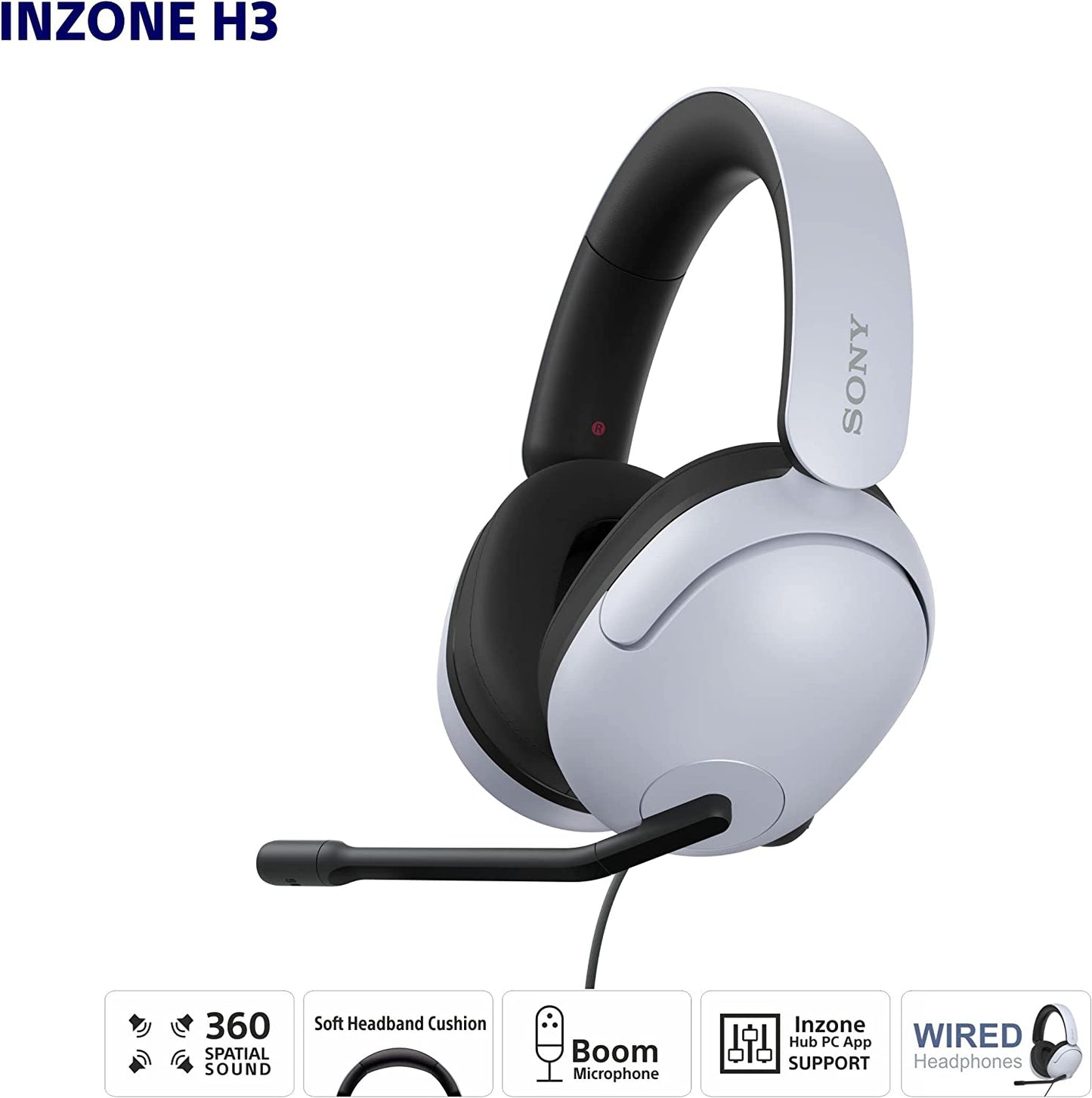Sony INZONE H3 Wired Gaming Headset, Over-ear Headphones with 360 Spatial Sound, MDR-G300