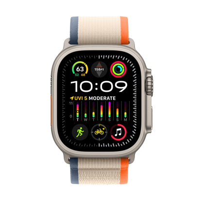 Apple Watch Ultra 2 GPS + Cellular, 49mm Titanium Case with Orange/Beige Trail Loop - S/M - MRF13LL/A
