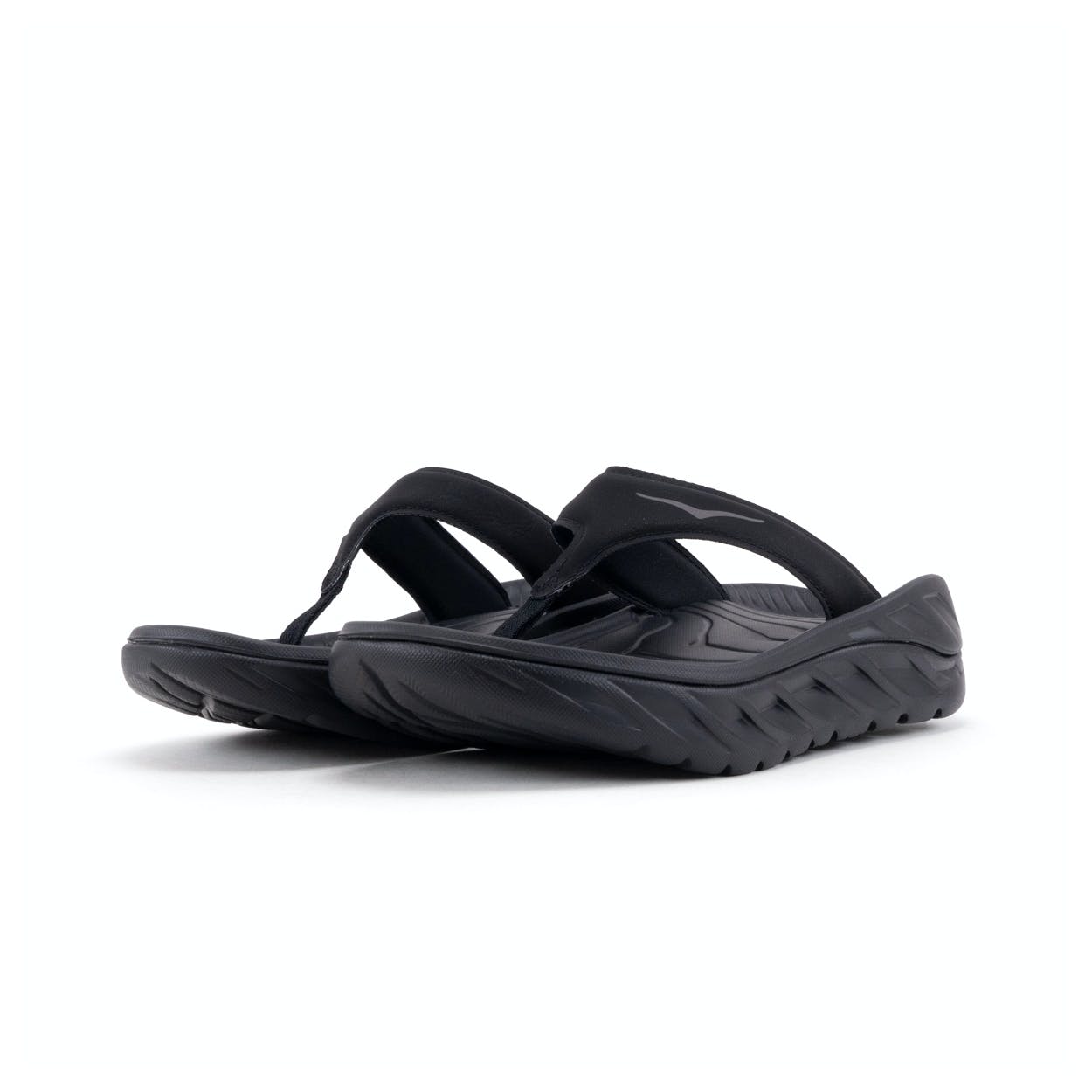 (Open Box) Hoka Ora Recovery Women's Flip Sandal -- Black / Dark Gull Gray - Size 7
