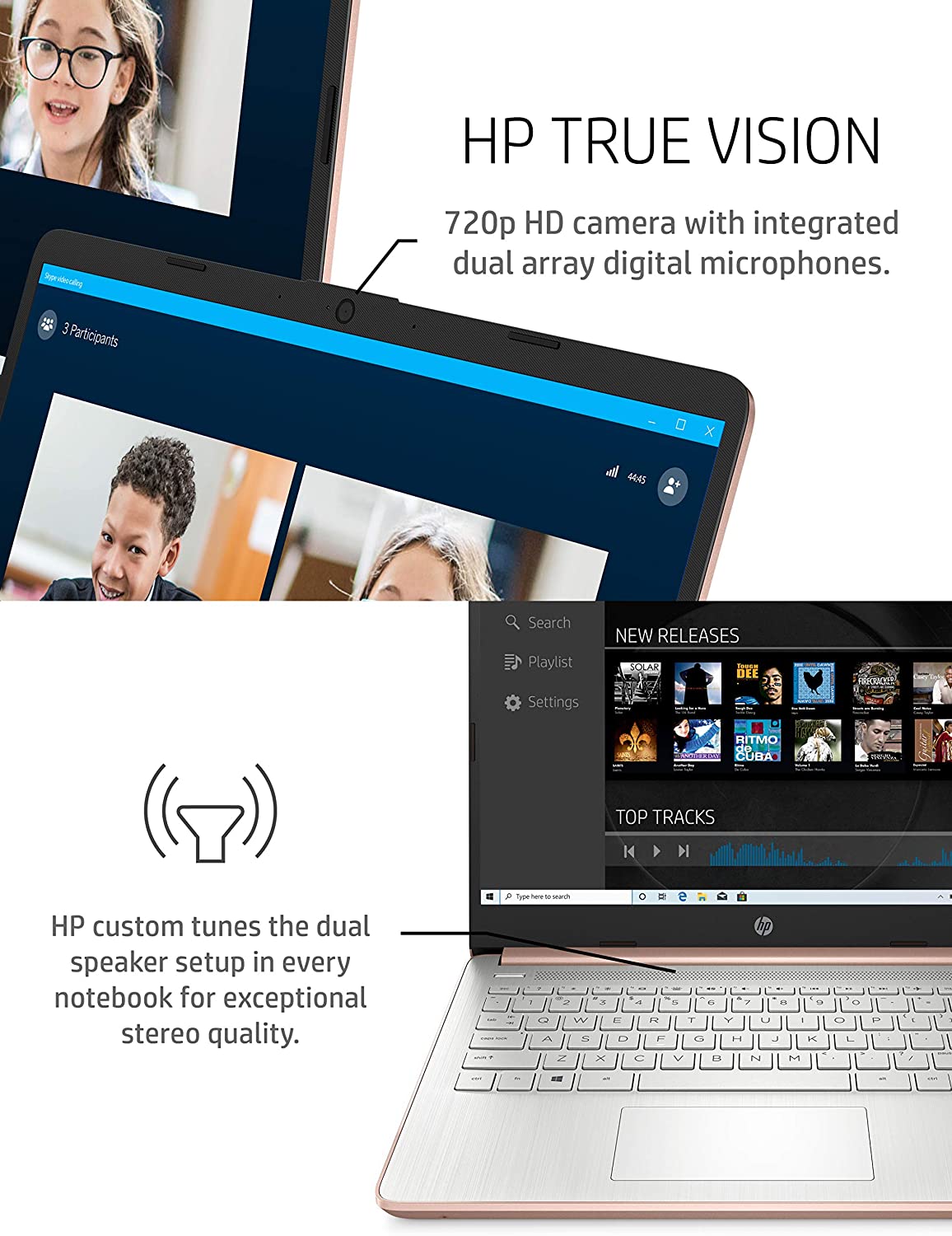 HP 14-fq0030nr 14" 3020E 4GB 64GB Windows 10 S w/ Office 365 Pale Rose Gold