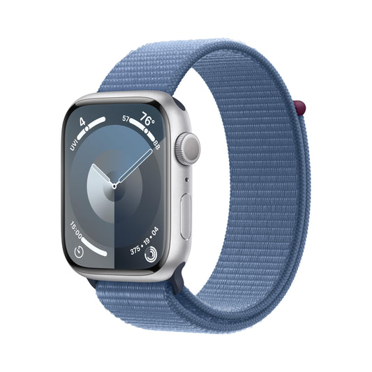 Apple Watch Series 9 GPS 45mm Silver Aluminum Case with Winter Blue Sport Loop (2023)