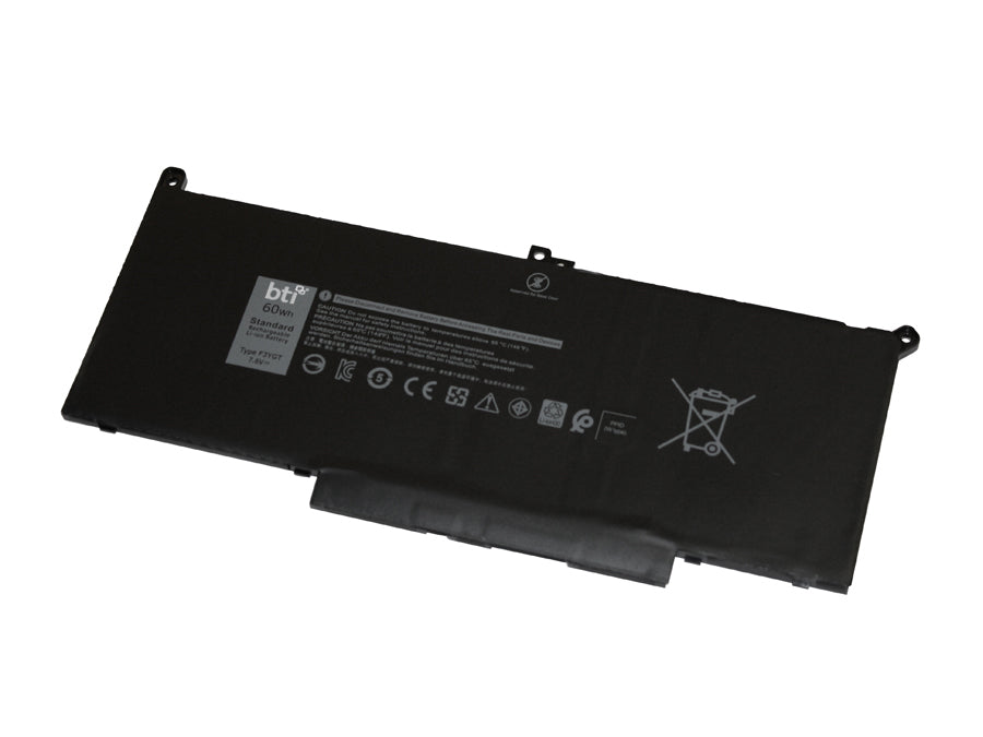BTI 4-cell 7.6V, 7894mAh Li-Polymer Laptop Battery for Dell Latitude 7280, 7480, 7490 - F3YGT-BTI