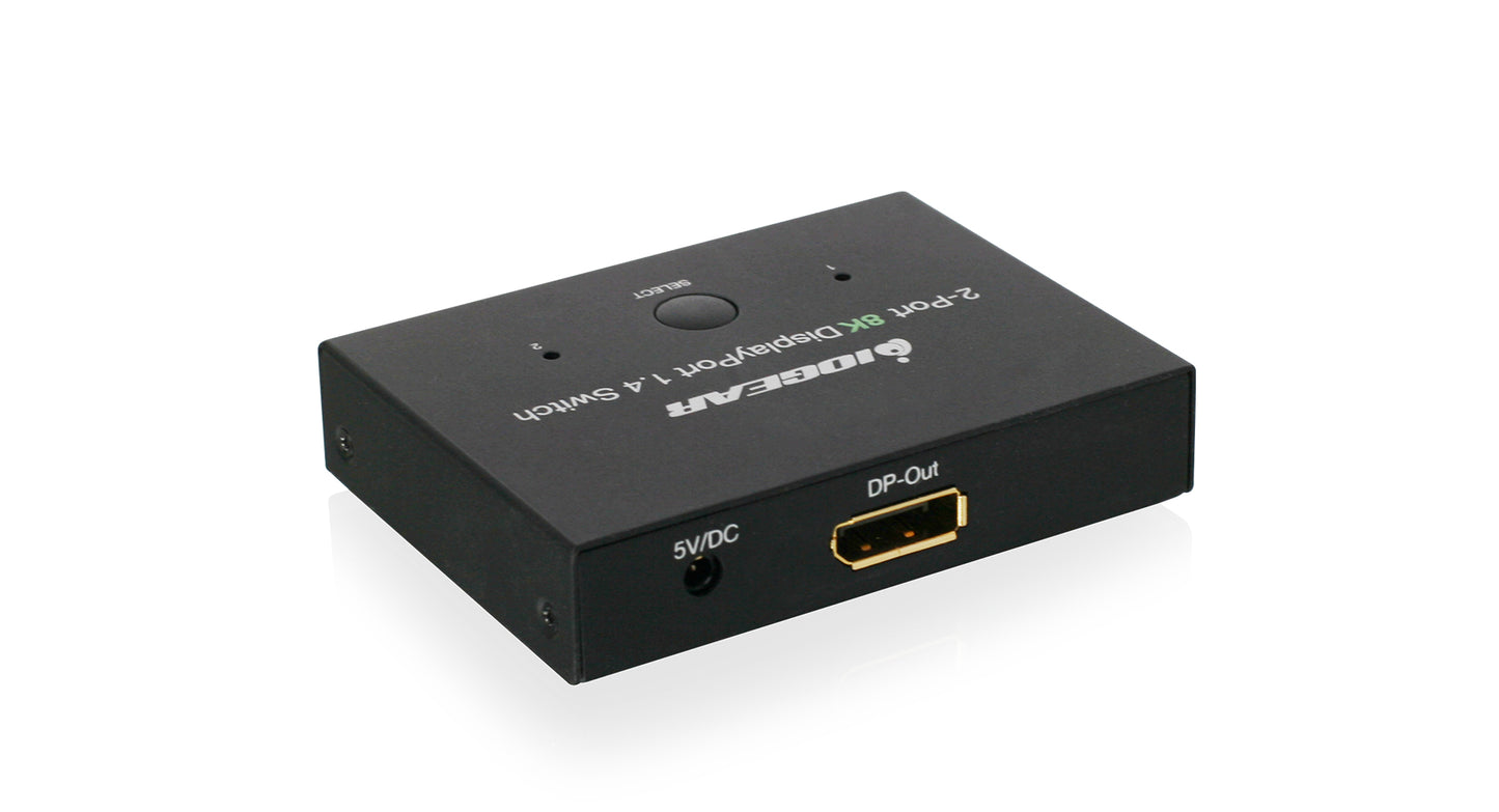 IOGEAR 2-Port 8K DisplayPort 1.4 Switch