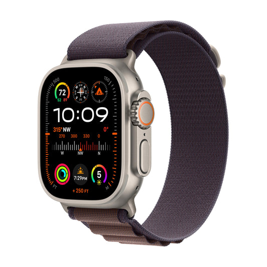 Apple Watch Ultra 2 GPS + Cellular, 49mm Titanium Case with Indigo Alpine Loop - MEDIUM - MRET3LL/A