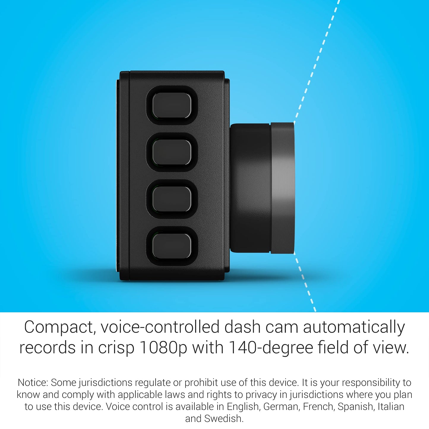 Garmin Dash Cam 47, 1080p and 140-degree FOV, Voice Control, Compact and Discreet, Includes Memory Card